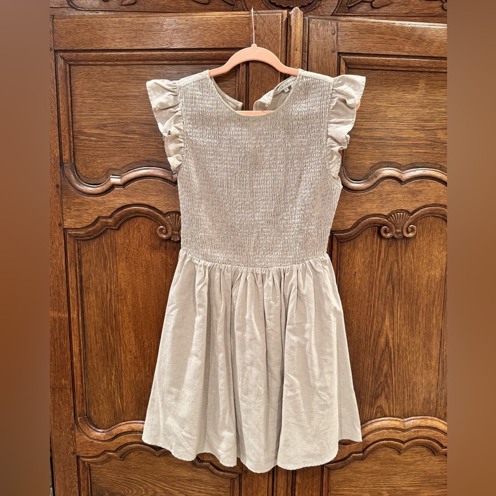 English Factory Cream Ruffle Sleeve Dress